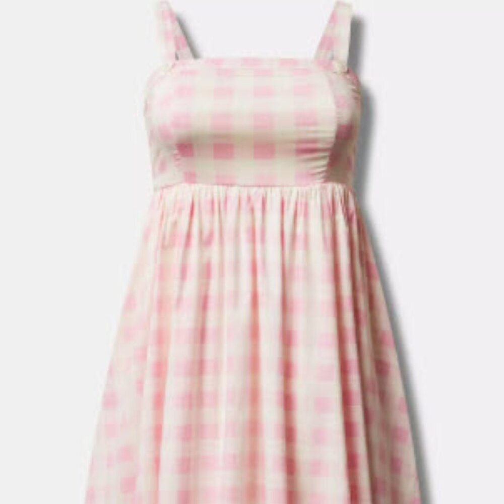 Torrid Retor Chic Pink Gingham Midi Dress – Size 2 (2X)